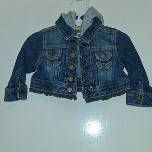 DKNY Blue Denim Jacket with Gray Hoodie